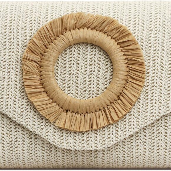 Straw Clutch Purse for Women,Summer Beach Bag,Envelope Evening Clutch Handbags f - Picture 1 of 6